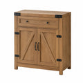 Buffet de rangement 2 portes et 1 tiroir MDF placage chêne brun naturel rectangulaire 90 x 40 x 90 cm noir