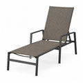 Chaise longue de jardin inclinable 195 x 65 x 95 cm résine tressée PE taupe acier noir structure réglable dossier