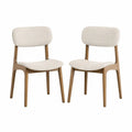 Lot de 2 chaises de salle à manger en tissu bouclé polyester et bois d'hévéa beige et chêne clair 50 cm x 55 cm x 82 cm